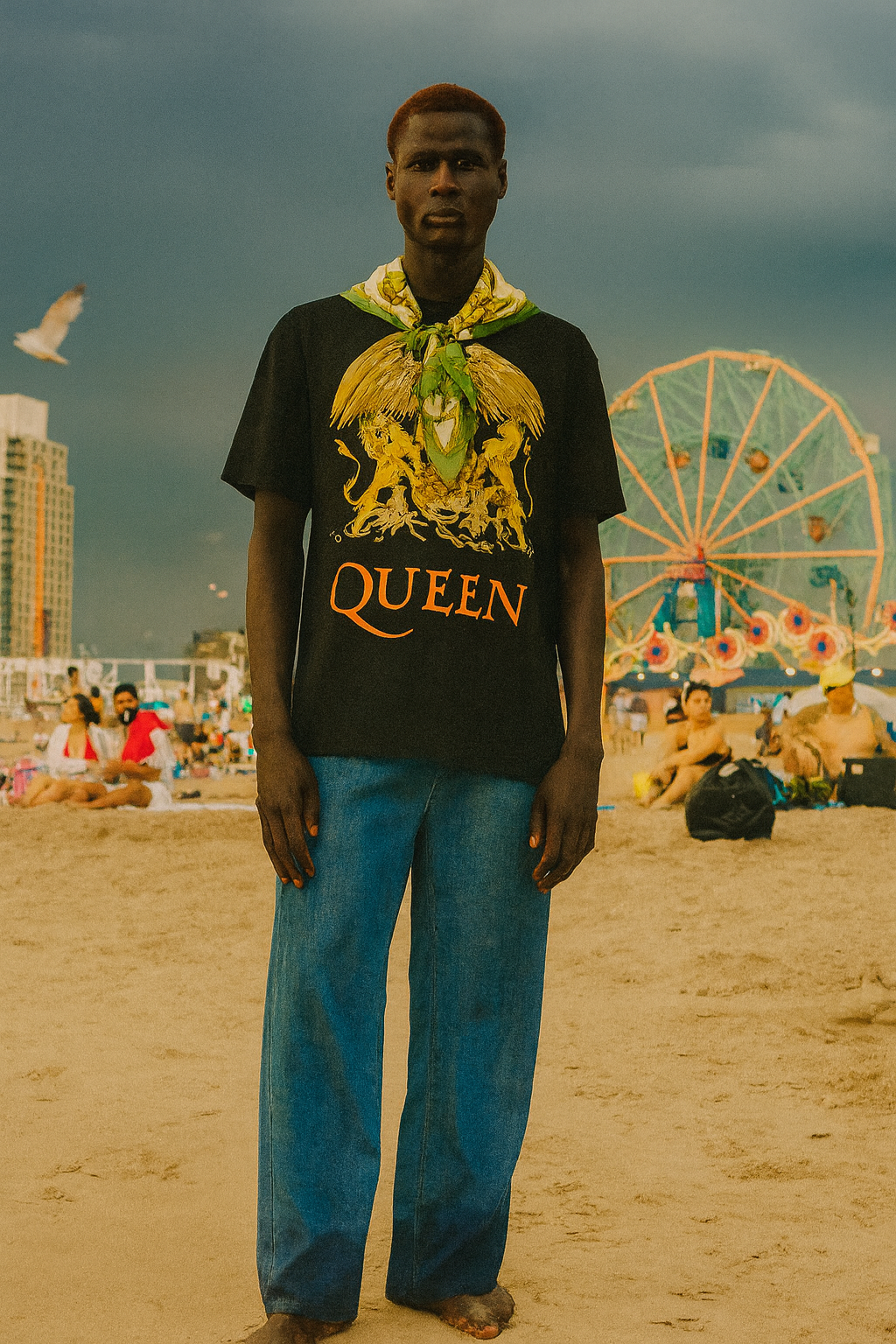 Vintage Queen Tee with Silk Scarf – One of a Kind