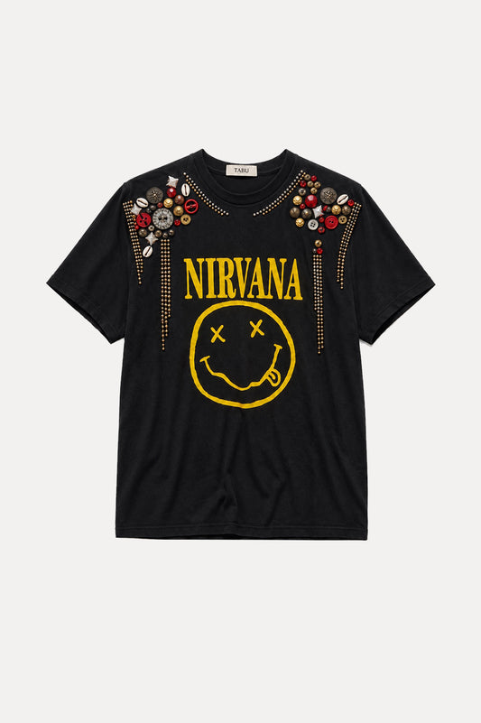 NIRVANA  One of a Kind Embellished Vintage Tee